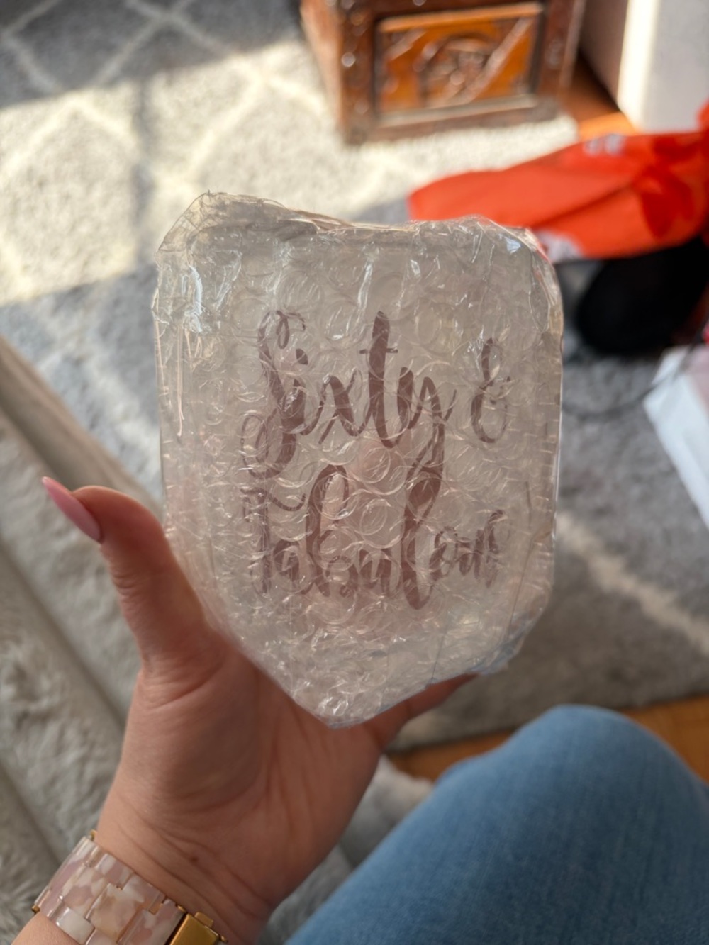 'Sixty & Fabulous' Pink Script Wine Tumbler
